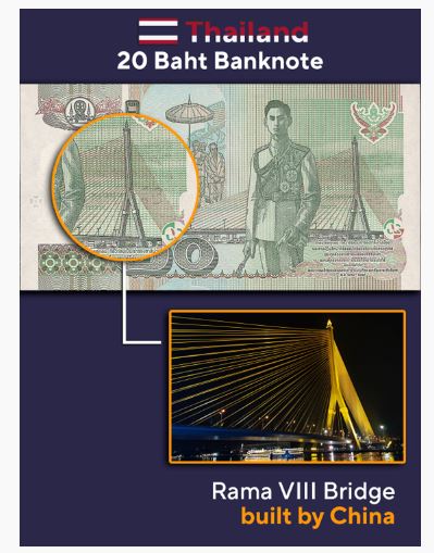 华春莹秀13张各国纸币上中国承造的建筑