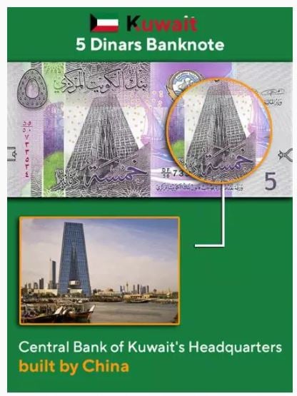 华春莹秀13张各国纸币上中国承造的建筑