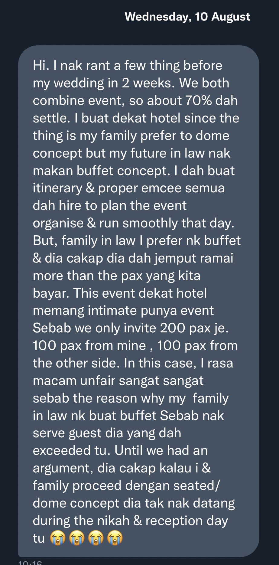 婆家坚持自由餐婚礼 否则不出席  准新娘：“这段婚姻该结束吗？”