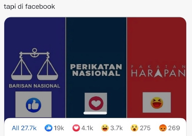 推特网民一面倒挺安华任相？国阵脸书支持者较多？