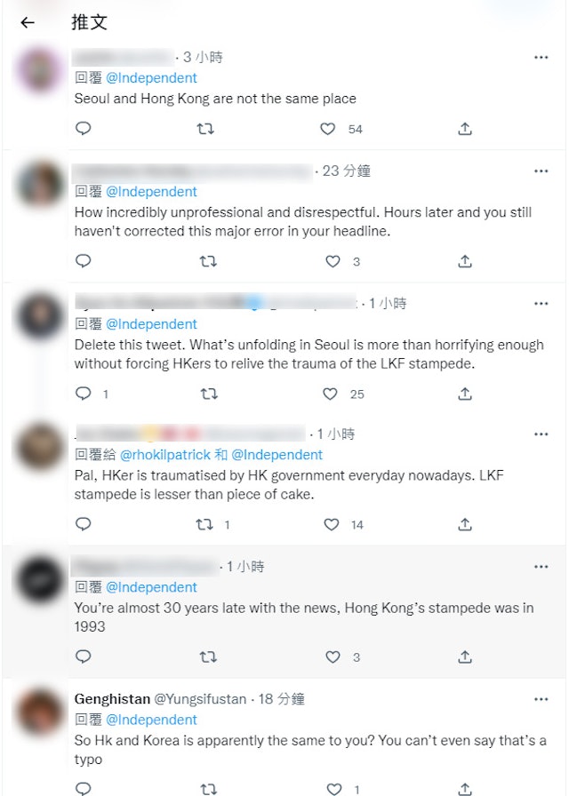 梨泰院人踩人│英《独立报》误指港发生惨剧 网民轰不专业
