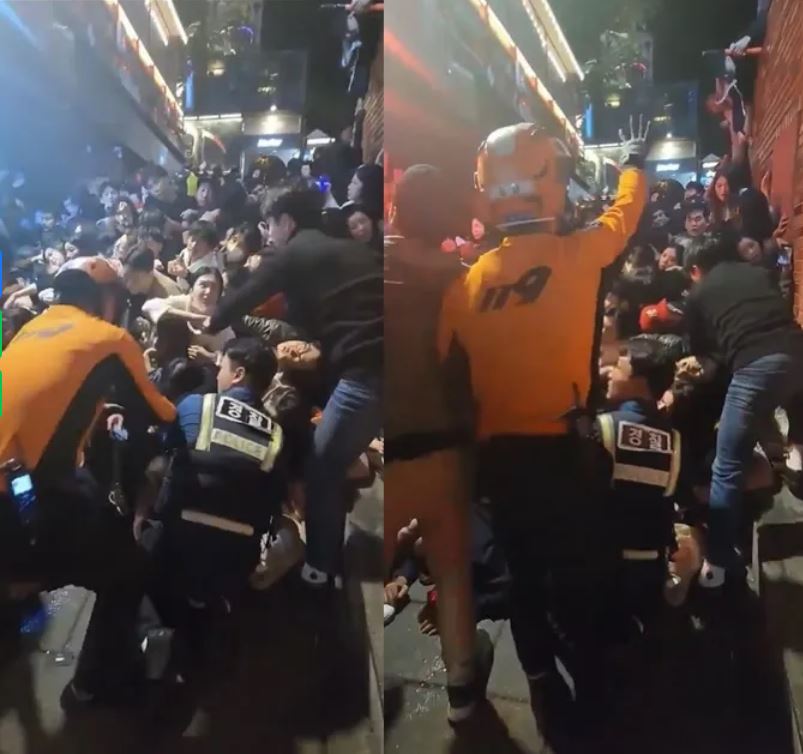 梨泰院踩踏惨剧 人叠人完全卡死 警消拉不出