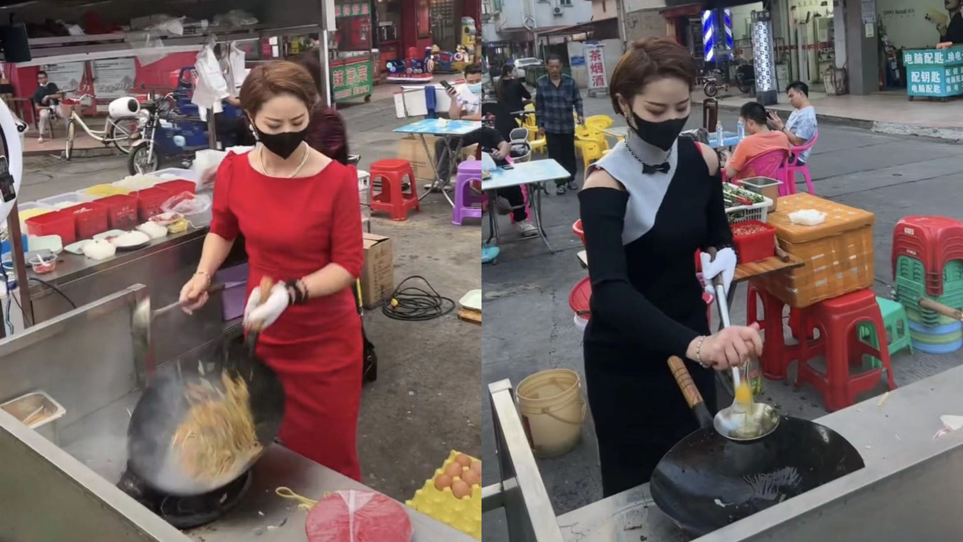 菜市场惊现美艳人妻炒米粉!精致打扮狂吸42万粉 一天卖出200碗