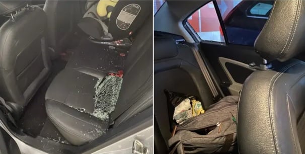 2车同日在商场停车场被砸车镜偷包