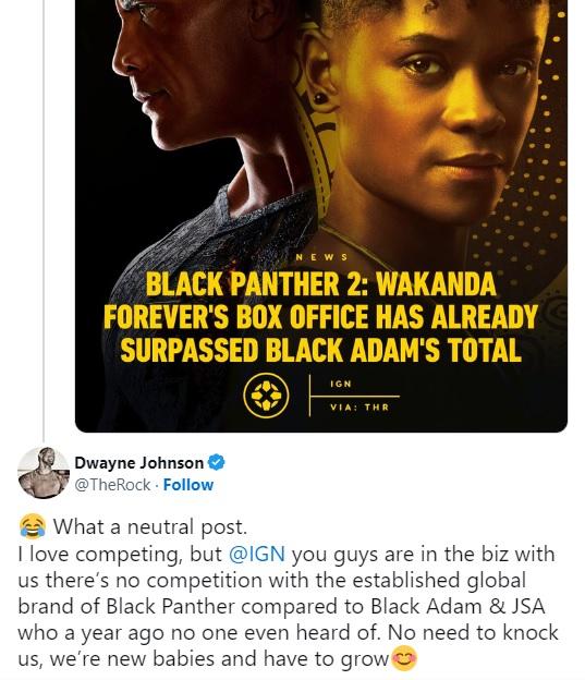 《黑亚当》全球票房输《黑豹2》 道维强森不爽被比较开骂影评网