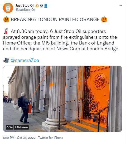 在著名画作之后，英国军情五处、内政部大楼等建筑也“遇袭”