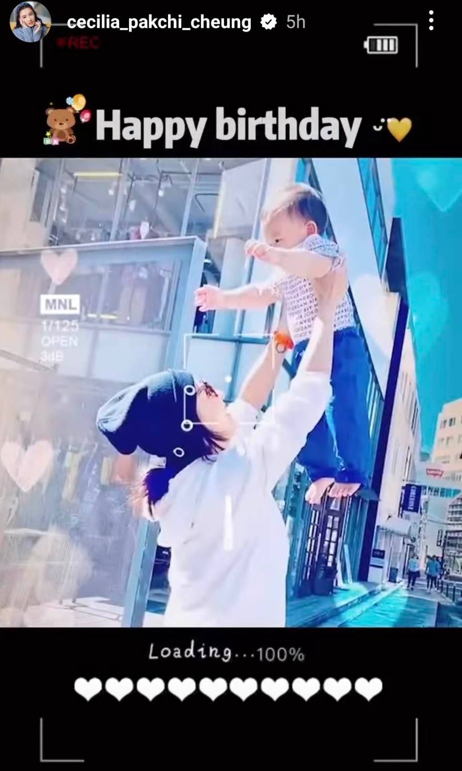  张柏芝高调为三胎庆生 4岁小王子黄褐色头发抢镜