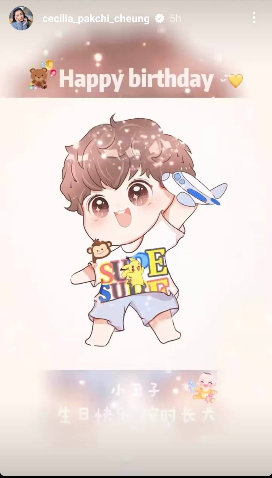  张柏芝高调为三胎庆生 4岁小王子黄褐色头发抢镜