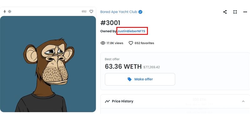 砸587万买无聊猿  小贾斯汀损失惨重