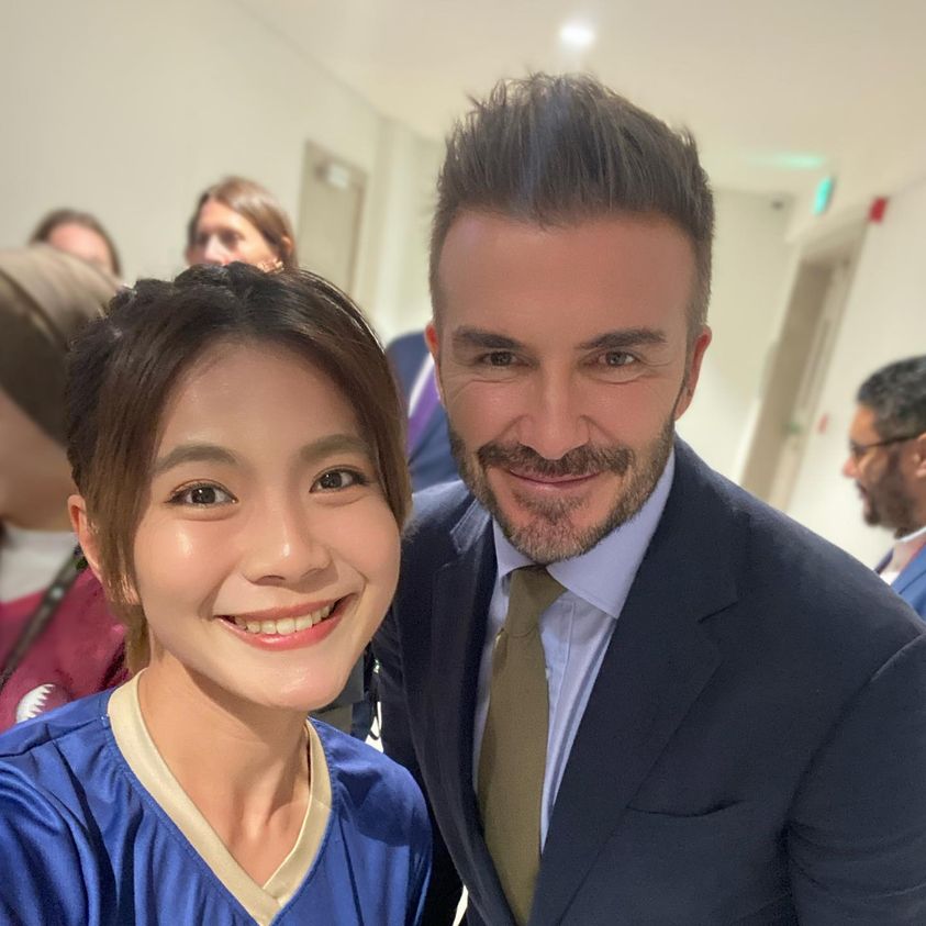 颜慧萍多哈看世界杯 成功集邮贝克汉姆