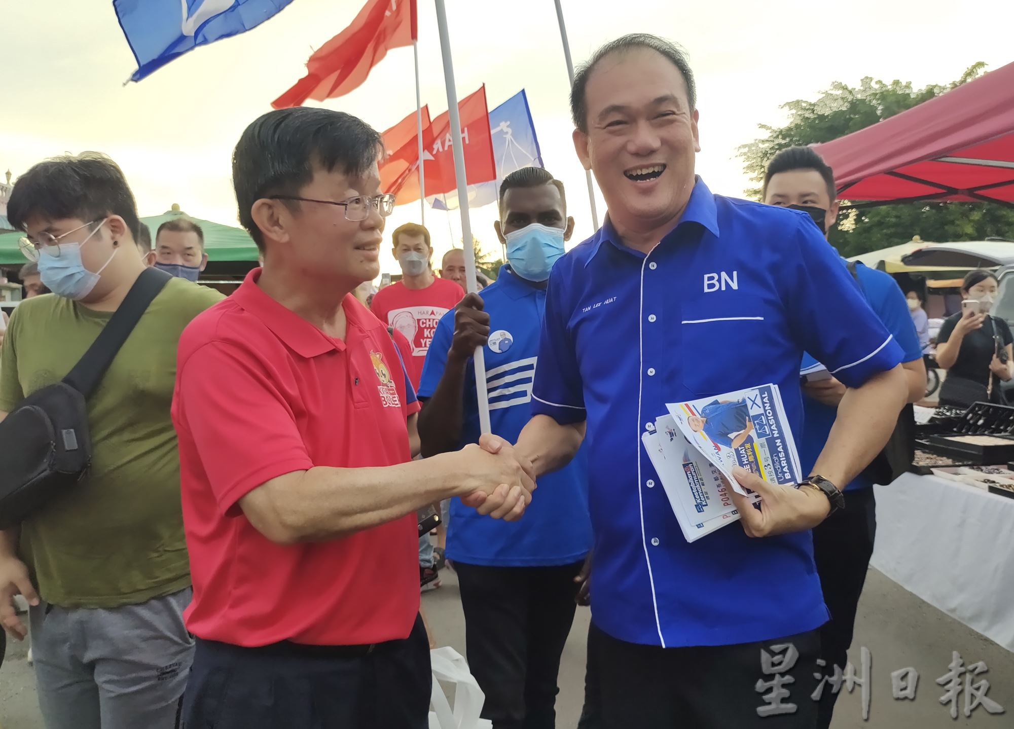 (大北马)战场故事/希盟、国阵、国盟候选人,柔府夜市争票