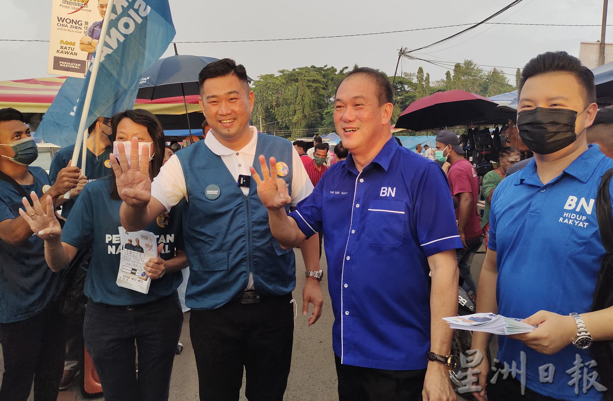 (大北马)战场故事/希盟、国阵、国盟候选人,柔府夜市争票