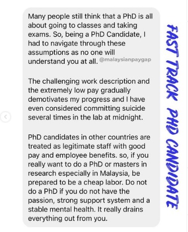 RM2000津贴 工作15小时 博士在读生:我像极廉价劳工