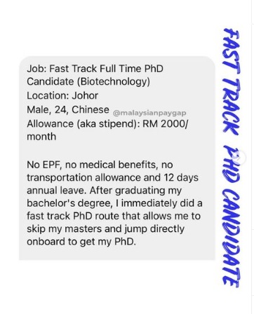 RM2000津贴 工作15小时 博士在读生:我像极廉价劳工