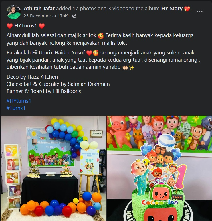 “孩子，希望你聪明孝顺人人爱”精心庆孩子1岁生日 母隔天晕倒亡