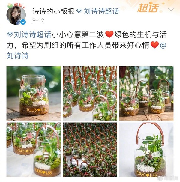 刘诗诗出手大方  送全剧组定制羽绒服