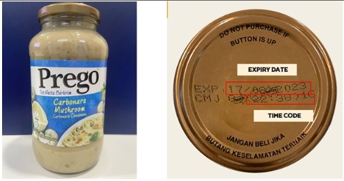 卫部下令召回变质Prego蘑菇白酱  民众受促勿食用 