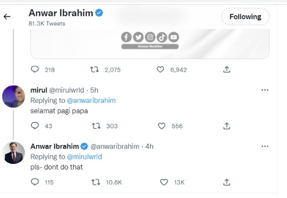 继“Abah”和“Pak Long”后 安华: “别叫我Papa!”