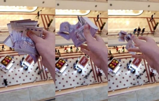 视频|商场高处撒RM1000  网轰“无文化！”