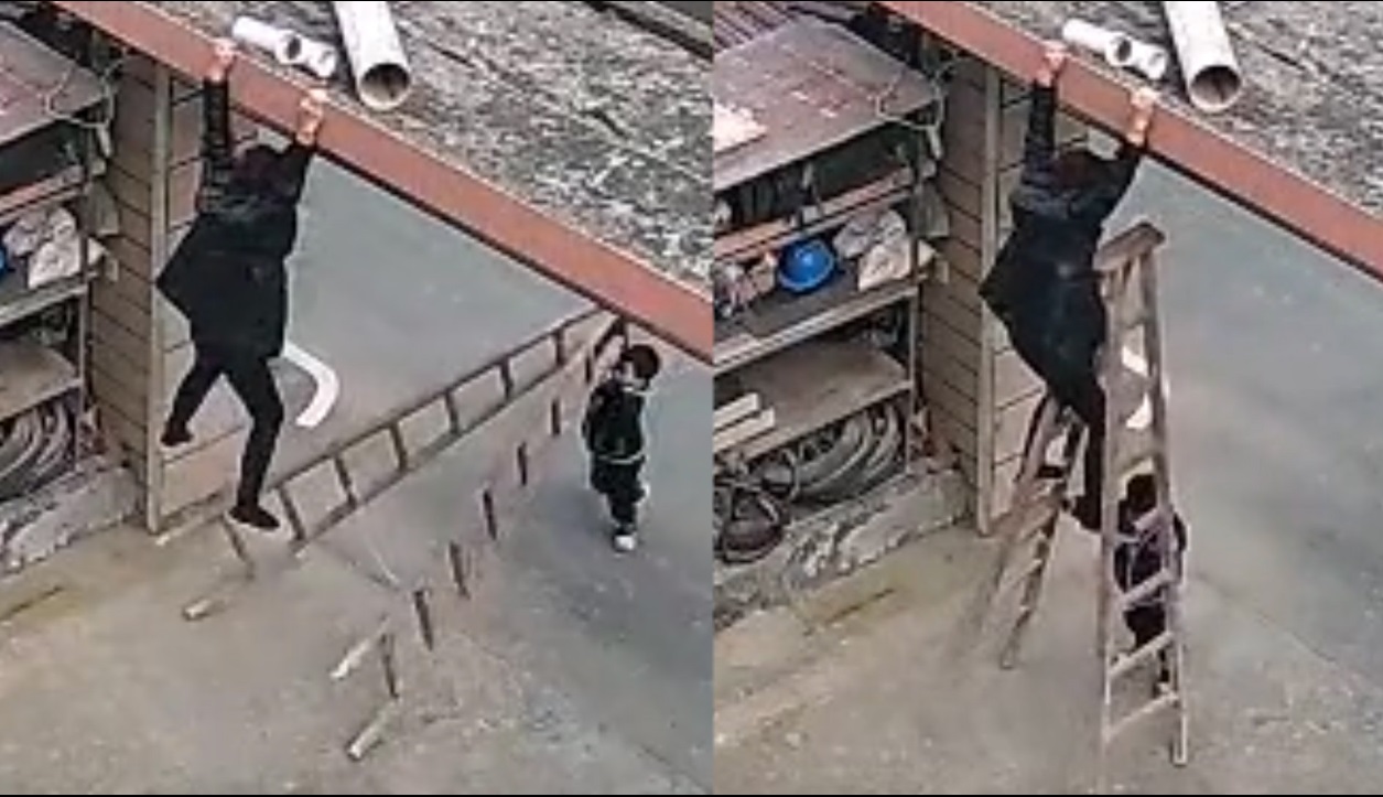 (有视频)阿嬷脚悬空挂门上 4岁童迸发“洪荒之力”扶起梯子救援