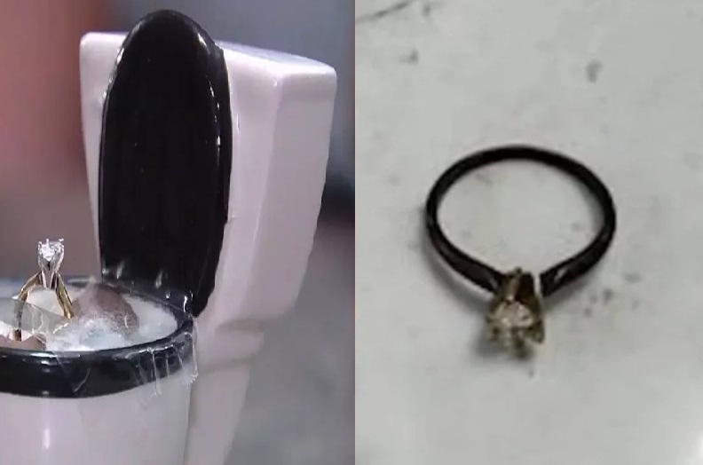 妻子不慎丢失 订婚戒指卡马桶21年