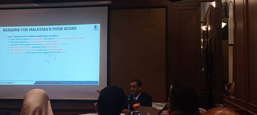 封面主文∕国际透明组织大马分会公布《2022年贪污印象指数》报告