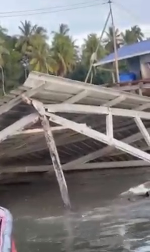 年久失修 小码头坍塌  十余师生掉下海