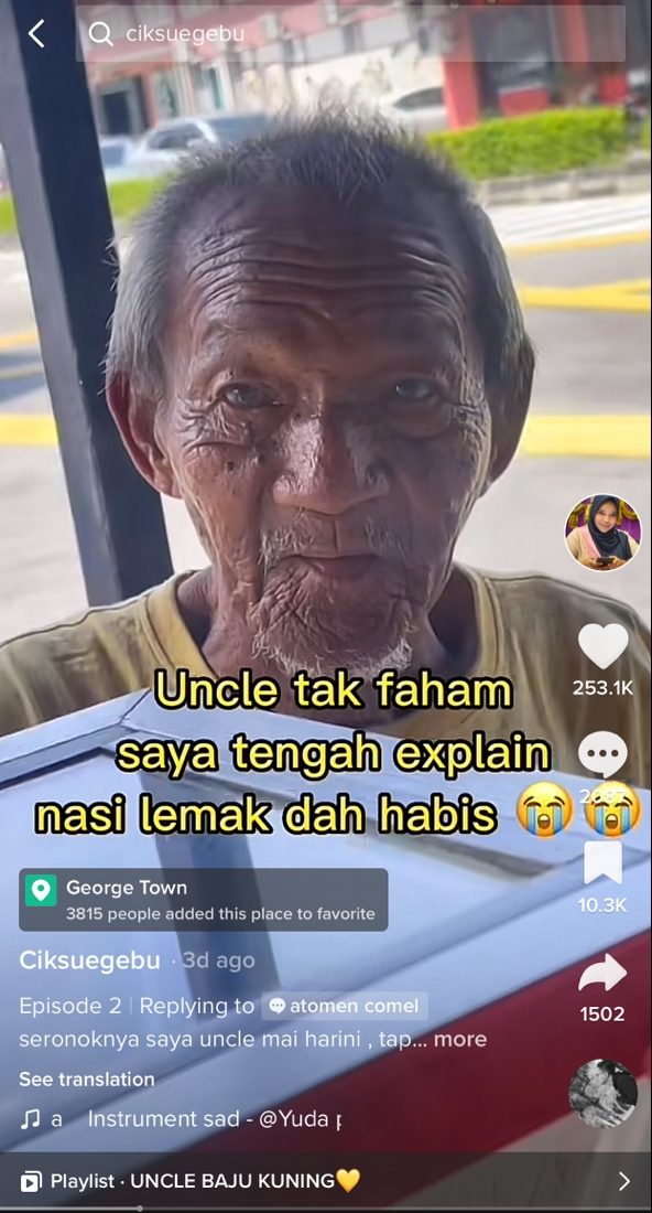 视华裔老伯为父 女巫小贩请吃椰浆饭多年