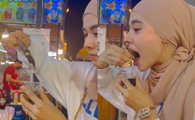 玛莎泰国生吃海鲜 遭网轰“邋遢女人”