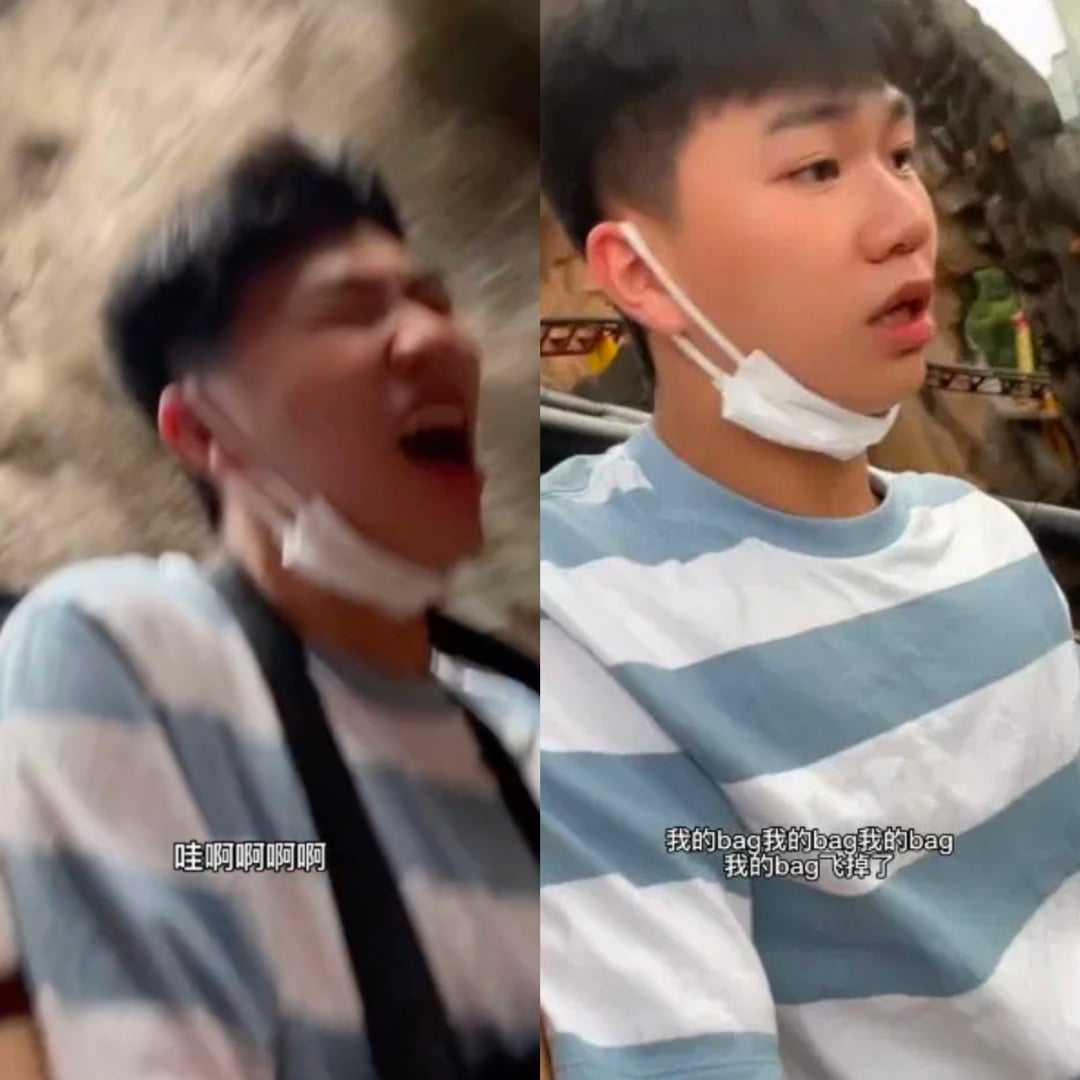 视频|坐过山车兴奋尖叫 包包半途飞走秒不快乐