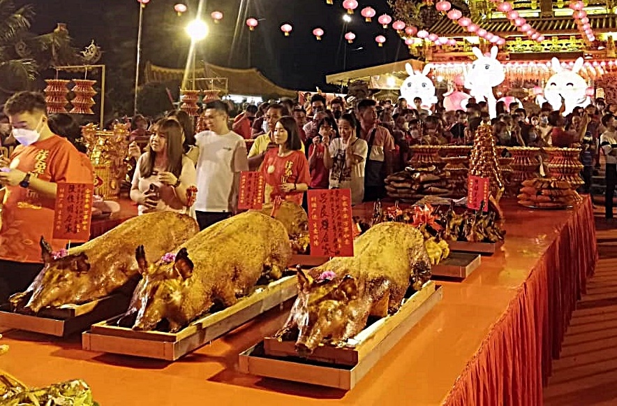 （大北马）北海斗母宫集体拜天公仪式，昨晚终于复办。