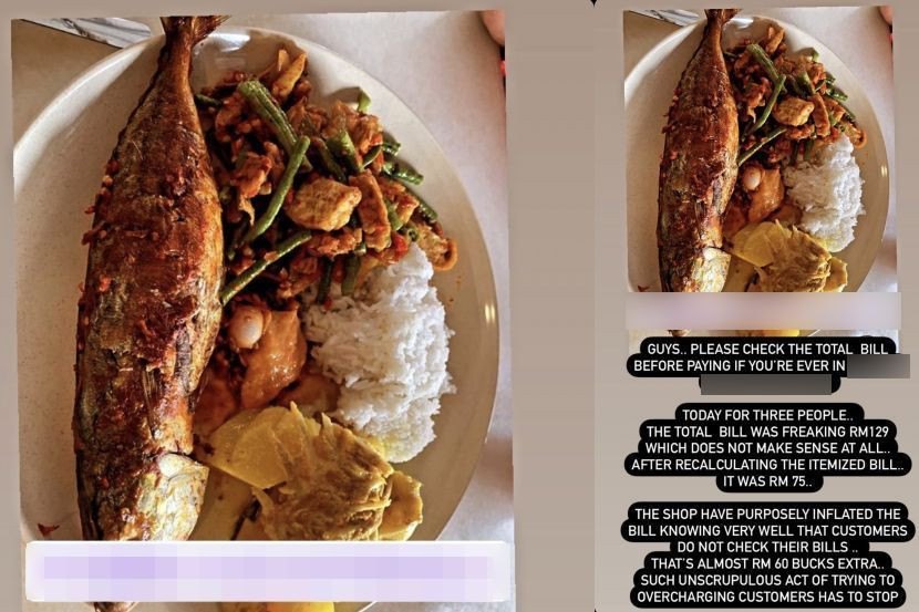 3人午餐被多收近RM60 餐馆道歉:“忙中算错但没敲诈!”
