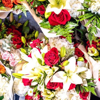 Flowers for sale ahead of Valentine's Day at a grocery store in Austin, Texas. AFP