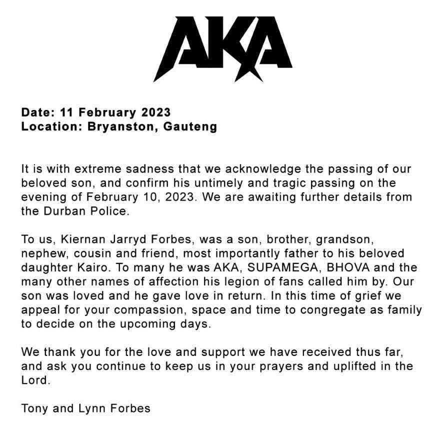 知名饶舌歌手AKA街头遭枪杀 得年35岁