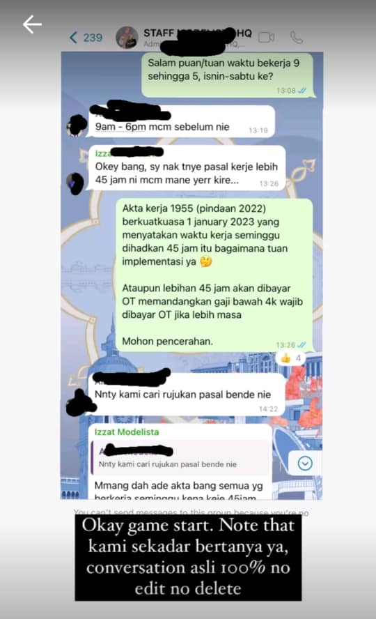 “一周工作超过45小时如何算?” 员工群组提问后就被炒