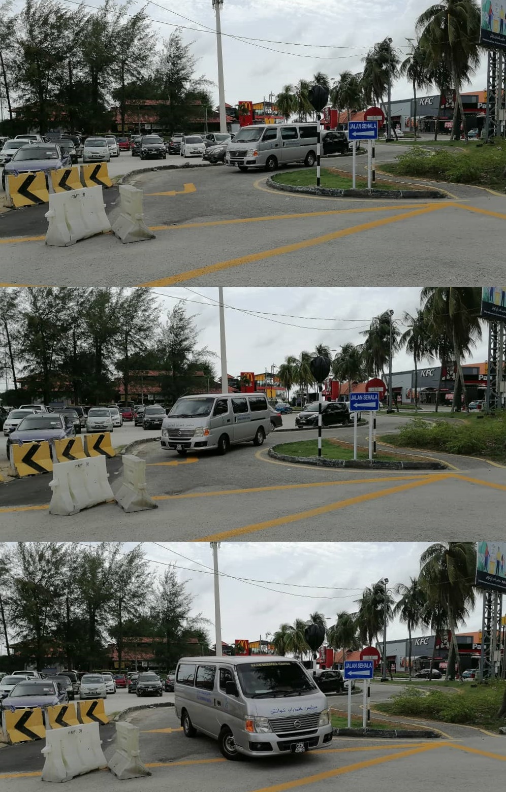 东封面:直落尖不辣改单向道指示不明确,民众感混淆、车辆逆向行驶。