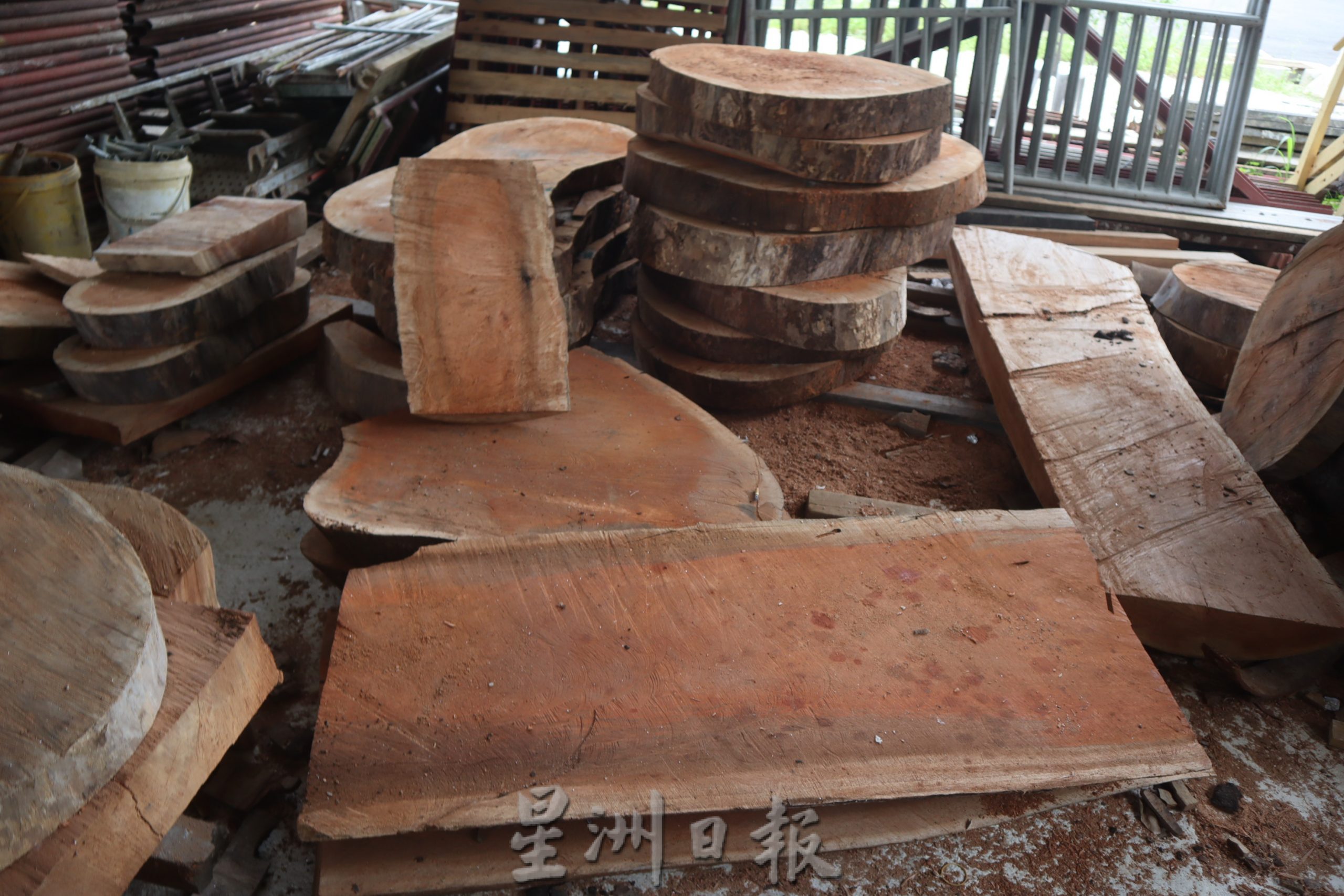 东：为树干赐予新生命，彭佛教会员工自行设计制作，一手一脚包办木制家具。