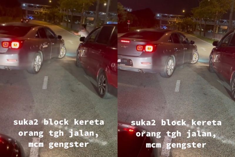 两车互不相让 路上开骂致堵塞 网斥:太自私了!