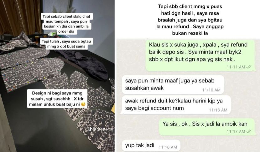 伤心三天三夜赶制礼服被退货 女裁缝感谢KL顾客最后买下