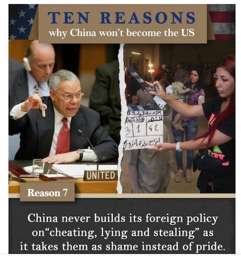 华春莹连发10图 称“中国无意击败美国,更不会成为另一个美国”