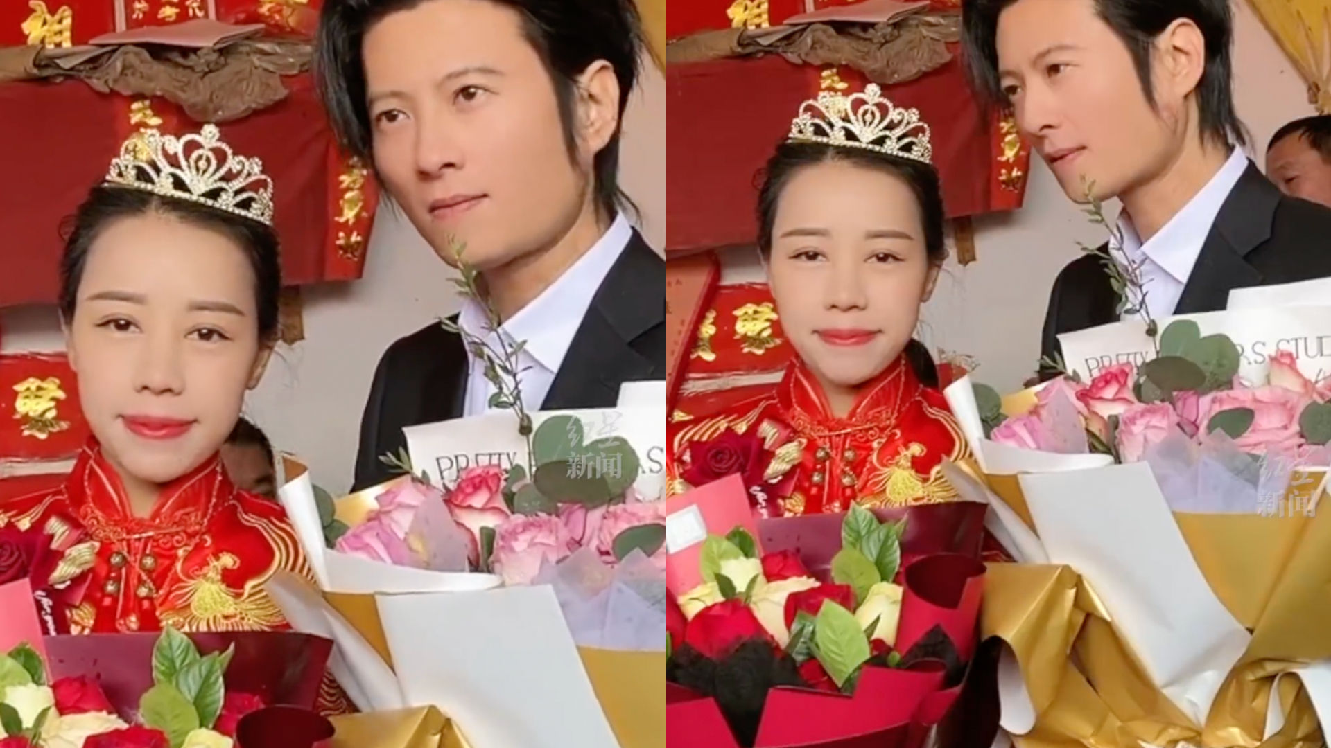 拼盘/婚礼新郎新娘出场全员惊呆!激似谢霆锋莫文蔚