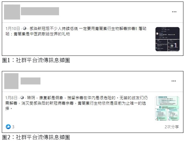 冠病后服用青蒿素衍生物？