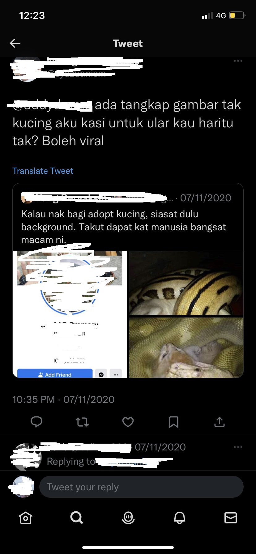 网民表面领养小猫·实则拿来喂宠物蛇!