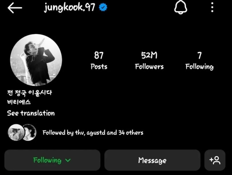 5千万粉丝IG价值1亿  柾国@BTS 1原因删掉