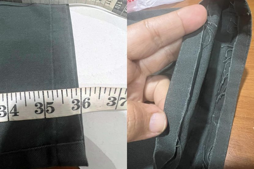 B40学生校裤破旧褪色买不起新的·裁缝帮他修长 不收钱