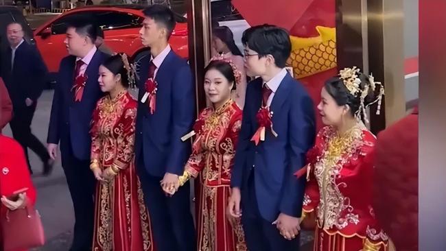 三胞胎姐妹齐摆酒 同天出生同天出嫁