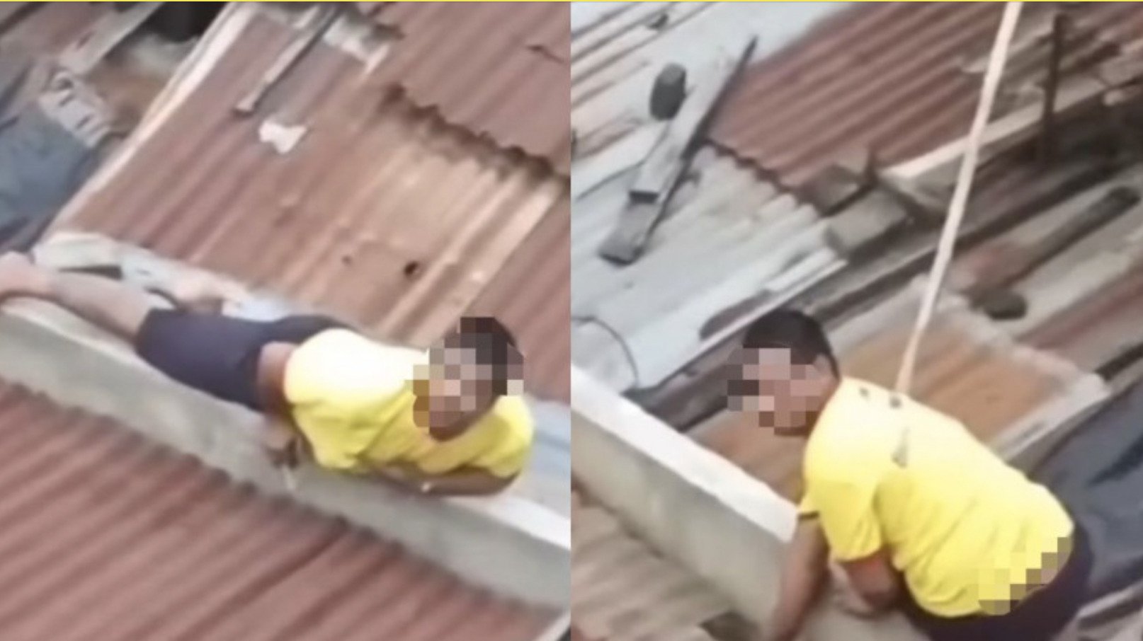 视频|男子爬屋顶偷看邻居洗澡 女子当场喝阻获网赞