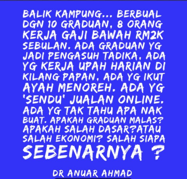 专家:大学毕业薪水不到RM2000“是年轻人还是经济的问题?”