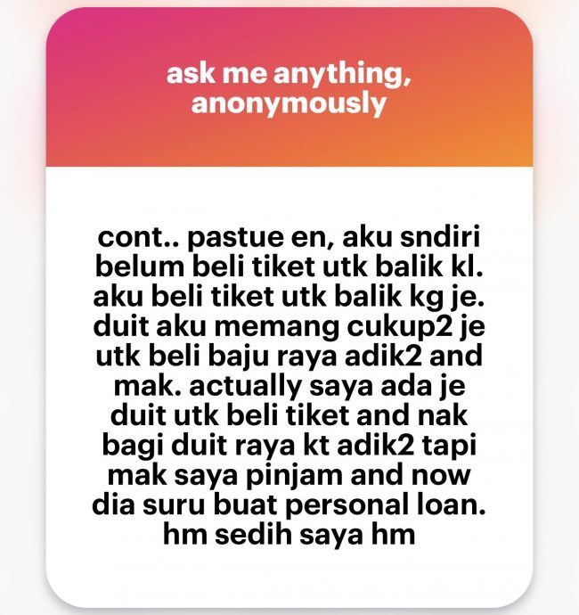 女子月赚RM1800没储蓄·“母逼我借个人贷款帮她还债”