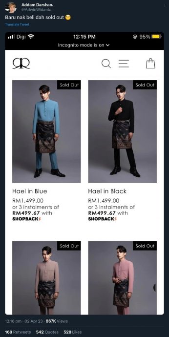 开斋节马来套装RM1499被骂离谱!设计师:这是限量版也不会撞衫